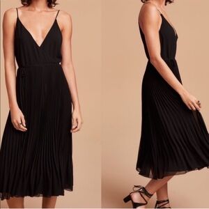 Wilfred Black Pleated Wrap Dress